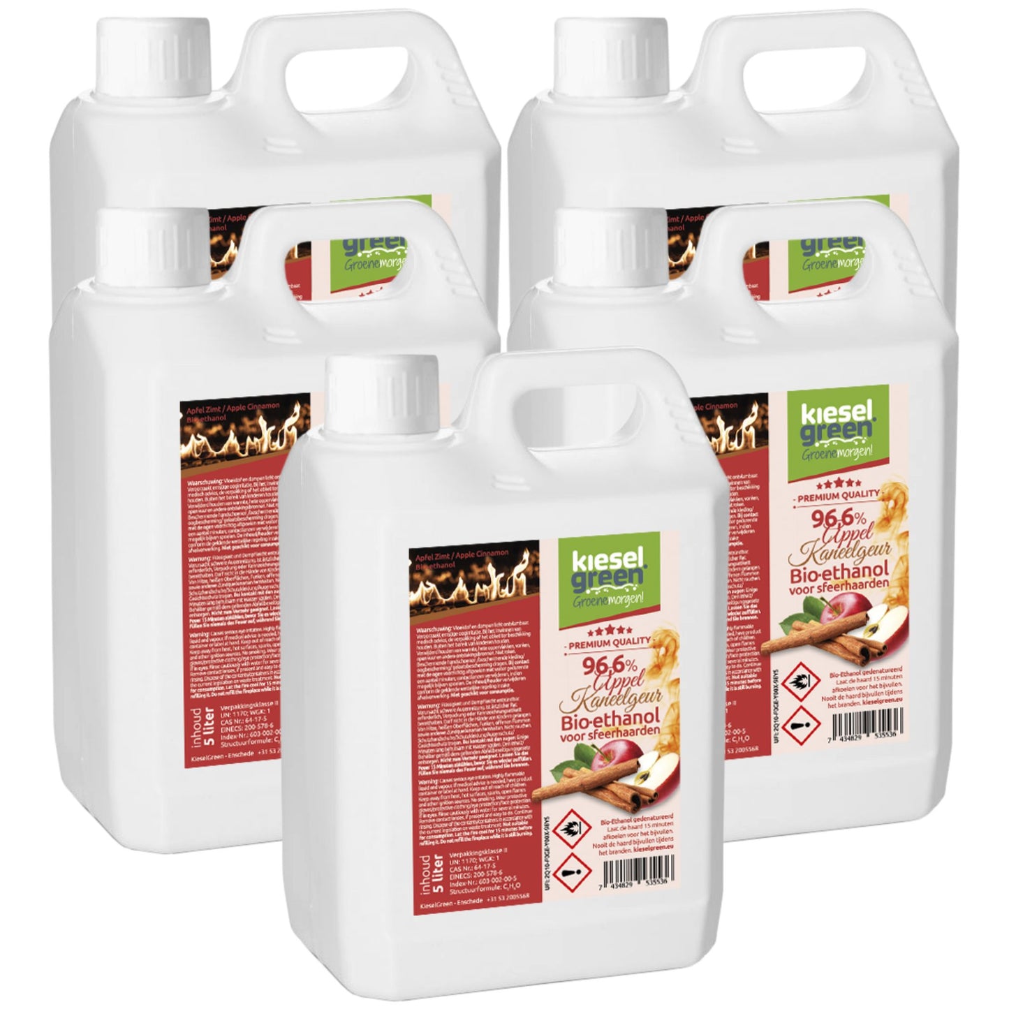 Bioethanol met appel/kaneelgeur - 25 liter (5 x 5 liter)