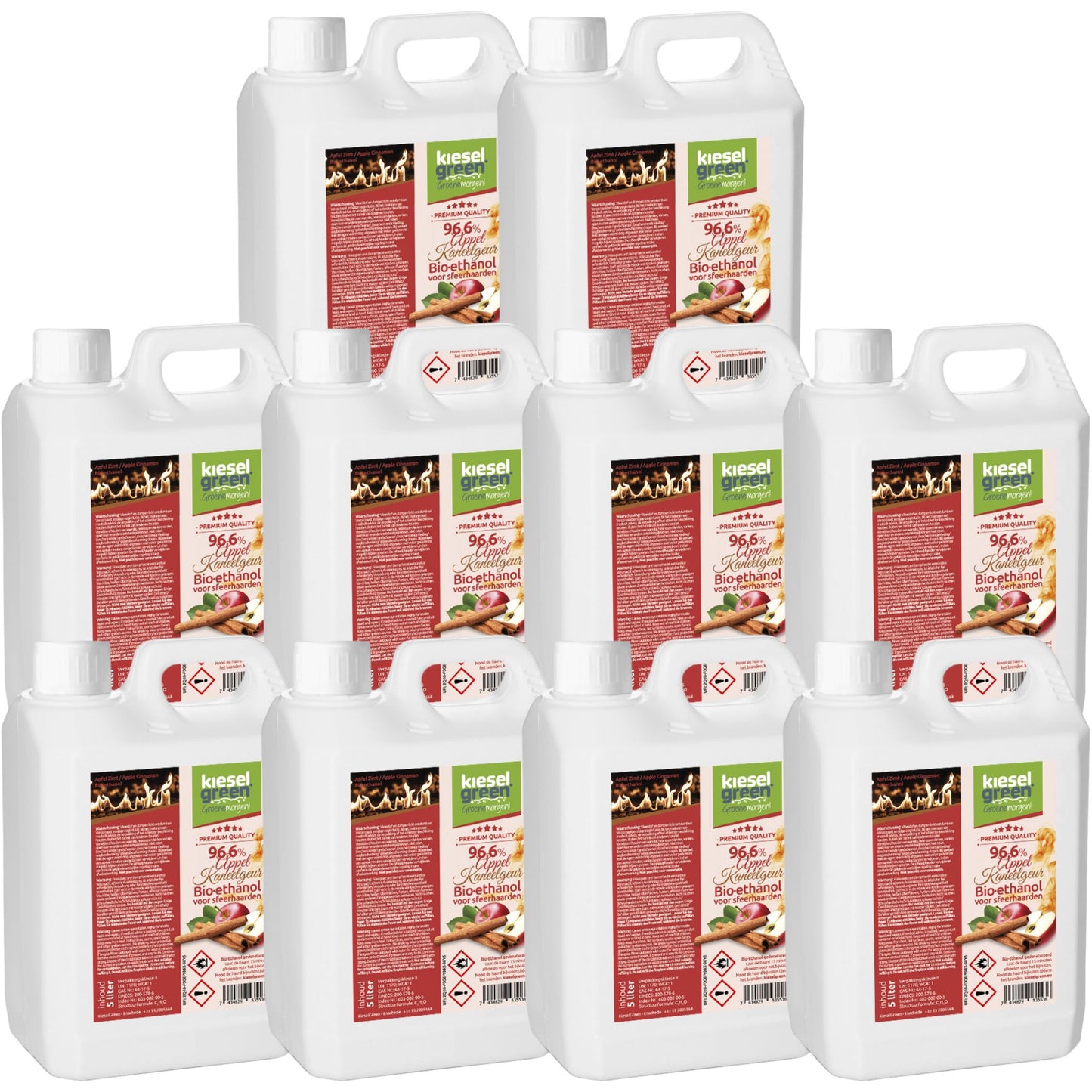 Bioethanol met appel/kaneelgeur - 50 liter (10 x 5 liter)