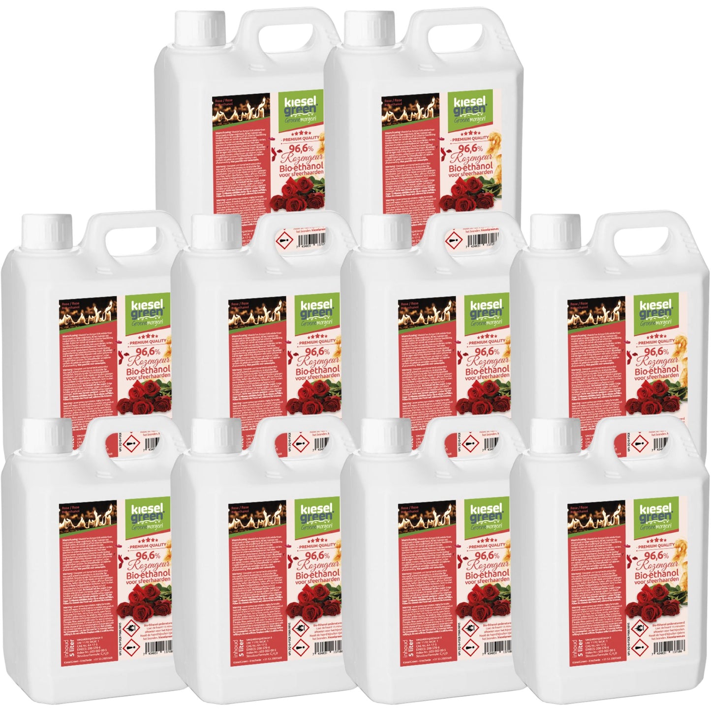 Bioethanol met rozengeur - 50 liter (10 x 5 liter)